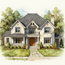 concept drawing of a terribly designed, ugly mcmansion
