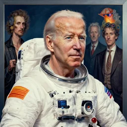 surreal portrait of joe biden as psychedelic 1 9 2 0 s astronaut, by j. c. leyendecker, bosch, alex grey, jon mcnaughton, and beksinski