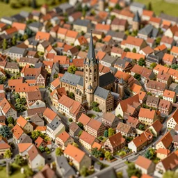 a detailed model of a german medieval town 1 4 2 0 tilt shift photograph 8 k