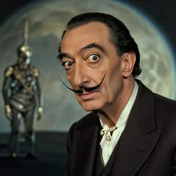 ( ( ( ( ( ( salvador dali ) ) ) ) ) ) ) as emperor of universe | still frame from the movie by ridley scott with cinematogrophy of christopher doyle and art direction by hans giger, anamorphic lens, 8 k