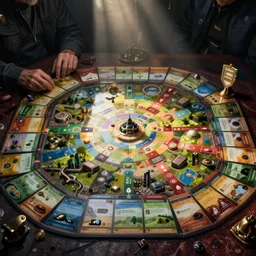 mysterious detailed scifi board game art by dan mumford