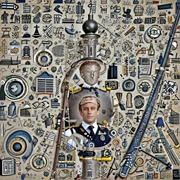 Emmanuel Macron on a steamboat, dressed like 1912 ship captain, 50mm photography, high quality, 4K