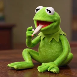 kermit the frog doing a line of cocaine