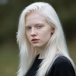 portrait photograph of an beautiful albino girl, 135mm nikon f/2