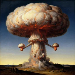 renaissance painting of atom bomb mushroom cloud