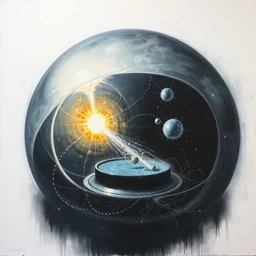 dark matter space incubator by wojciech siudmak and giacomo balla, oil on canvas