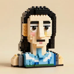 portrait of picasso made from lego blocks