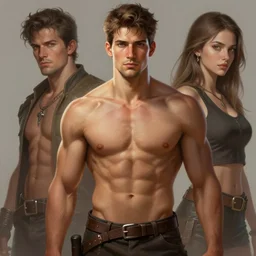 handsome male, muscle, highly detailed, d & d, fantasy, highly detailed, digital painting, trending on artstation, concept art, sharp focus, illustration, global illumination, ray tracing, realistic shaded, art by rachel walpole, heraldo ortega and jeszika le vye