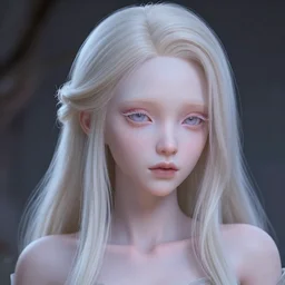 mysterious albino girl, precious moments art style, digital art, artstation, 4 k,