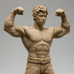justin bieber as a bodybuilder, clay sculpture