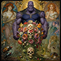 the platonic ideal of flowers, rotting, insects and praying of cletus kasady carnage thanos dementor doctor manhattan chtulu mandelbulb spirited away bioshock davinci heavy rain, d & d, fantasy, ego death, decay, dmt, psilocybin, art by artgerm and greg rutkowski and alphonse mucha and john bauer