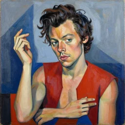 a harry styles painting in the style of piccaso