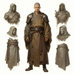 character sheet for a scifi monk, intricate digital painting artstation concept art smooth sharp focus illustration, art by artgerm and paul chadeisson and greg rutkowski and alphonse mucha, octane, 3 d render