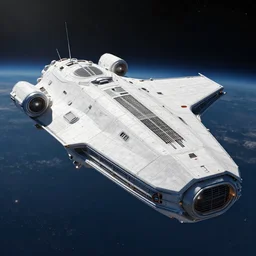 A Futuristic Space Ship In Space, Close Up Shot