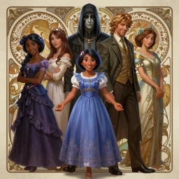 characters from encanto combined with characters from dishonored, fantasy, intricate, elegant, highly detailed, digital painting, artstation, concept art, matte, sharp focus, illustration, hearthstone, art by artgerm and greg rutkowski and alphonse mucha