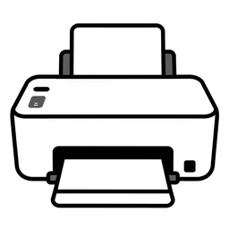 image of the printer device. an image with an outline. white background. png quality