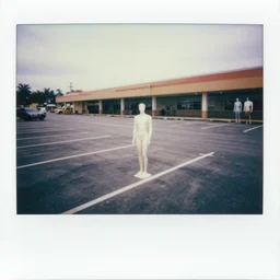polaroid photograph of an empty blockbuster store parking lot, liminal space, familiar place, mannequins, black mold, amateur, unreal engine, photorealistic, trending on artstation