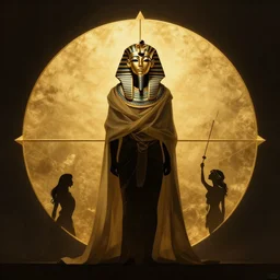 a silhouette dressed with a shroud wearing a egyptian golden mask, by jean delville and sophie anderson and mandy jurgens, golden ratio, perfect composition, elegant, no crop, extremely detailed, hd, masterpiece, artstation