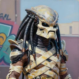 greg manchess portrait painting of predator as the mummy medium shot, asymmetrical, profile picture, organic painting, sunny day, matte painting, bold shapes, hard edges, street art, trending on artstation, by huang guangjian and gil elvgren and sachin teng