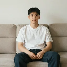 4 0 yo gentleman is sitting gracefully on a sofa