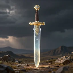 A 3D render of a sword made of jelly, unreal engine, vray, digital art