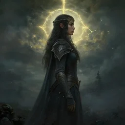 side profile centered painted portrait, Maya Ali as a storm sorcerer, Elden Ring, matte painting concept art, beautifully backlit, official fanart behance hd artstation by Jesper Ejsing, by RHADS and Makoto Shinkai and Lois van baarle and ilya kuvshinov and rossdraws