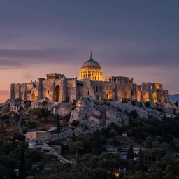 high resolution artwork of twilight acropolis, by cuno amiet, in the alien style, trending on artstation
