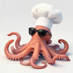 cephalopod with a chef hat and sunglasses, 8 k, art station, greg rutkowski, roger deakins