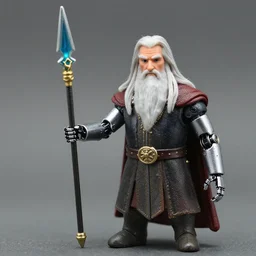 gandalf with robotic arm holding a electronic spear 3 5 mm photograph