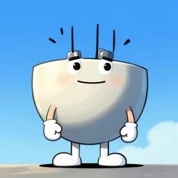 cartoon cisco, low camera, blue sky