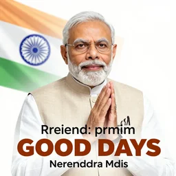 A propaganda poster of Narendra Modi promising good days for the Indian public