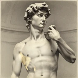 michelangelo's david sculpture, charcoal portrait by frank auerbach