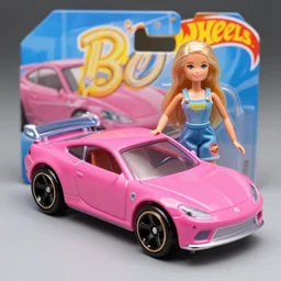 a pink hot wheels car merged with a barbie doll, cinestill 8 0 0 t