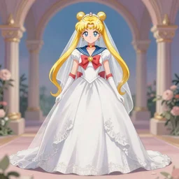 sailor moon in a wedding dress,trending on ArtStation