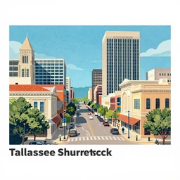 colorful lithograph of a high resolution photo of downtown Tallahassee trending on Shutterstock, Leica Camera AG D-Lux 7 ƒ/2.8 26.9 mm 1/30 ISO 1600 Flash Off