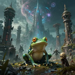 by jordan kerbow and grzegorz rutkowski, visually stunning, cinematic, ultra realistic, hyper realism, 1 2 k, epic, octane render, unreal engine, vfx, maya, hypnofrog : occult city, a quantum mechanical effect : 🚨 techno - gothic totems of a post - apocalyptic civilization of tribes and clans. 💀