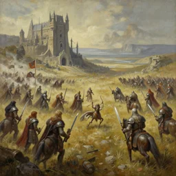 epic middle earth battlefield painting, matte painting, painted by your mom