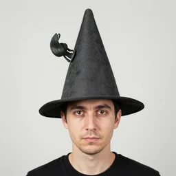 a man wearing an stupid intricate hat