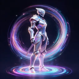side profile, cyber paladin, gloomhaven, luminescent, colorful swirly magic ripples, cyberpunk poster color style, by greg manchess, huang guangjian, gil elvgren, sachin teng, greg rutkowski, jesper ejsing, ilya kuvshinov