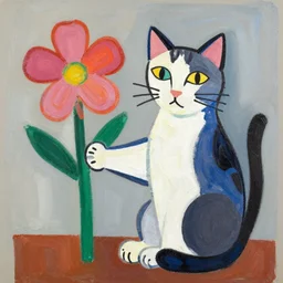flower in picasso cat
