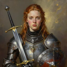 greg manchess oil matte portrait painting, amber heard as a knight with a beautiful face, sword and shield, wonderful masterpiece highly detailed, scifi, beautiful cinematic light deep focus, elegant, digital painting, smooth, sharp focus, golden ratio, dramatic illumination, ultra realistic, 4 k, art by greg rutkowski wlop rossdraws