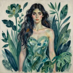 a portrait of a man enshrouded in an impressionist representation of mother nature and the meaning of life by sonia delaunay and william holman hung, the man is surrounded by luscious botany and massive redwood trees by cuno amiet, thick watercolor brush strokes, portrait painting by daniel garber, vintage postcard illustration