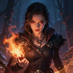 portrait of an alluring pyromancer, digital art, young adult novel cover