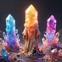 crystal landscape 4 k art by mike winkelmann, power auras, sigils, tattered cloth robes, substance 3 d painter, pbr textures, physical based rendering, cinematic, hyper realism, high detail, octane render, unreal engine, 8 k, vibrant colors, smooth gradients, high contrast, depth of field, aperture