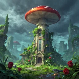 🌬 🌧🍄🌹🏦🌿, style artstation, style greg rutkowsk, comic art book,, octane render, unreal engine 6, epic game graphics, fantasy, ciberpunk, post - apocaliptic, ray tracing