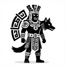 aztec yaotl warrior, noir, wolf aztec symbol, black and white, 4k.