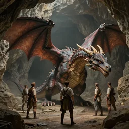 man trains a dragon in a cave, masterpiece, highly detailed, high quality, 4 k, anatomically correct, hyperrealistic, concept art, octane render, unreal engine 5, trending on artstation, trending on deviantart, matte, historical painting, fantasy style, path traced, high coherence, soft lighting, digital painting, mythical