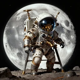 the moon landing, steampunk, by greg rutkowski