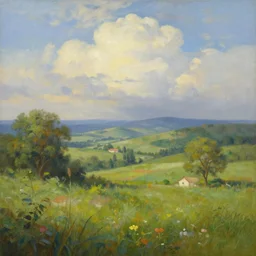 an idyllic landscape painting that you see before you die that lets you know that god is real, very detailed