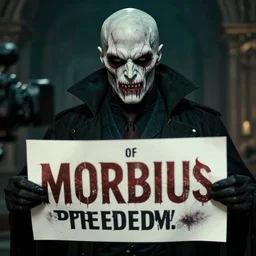 propaganda of morbius for president. morbius 2. 8 k. hyperrealistic, 4 k, taken with camera. morbius